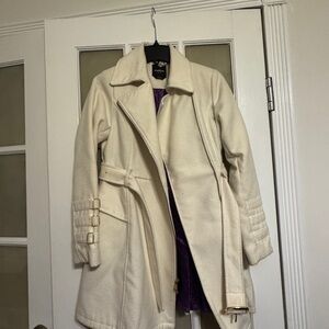 bebe Cream Trench Coat with Belt